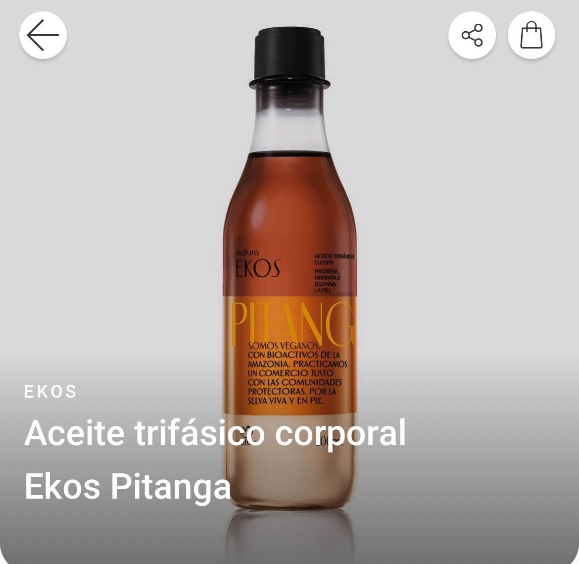 Aceite trifásico corporal Ekos Pitanga
