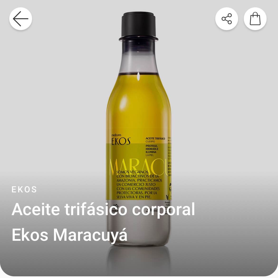 Aceite trifásico corporal Ekos Maracuyá