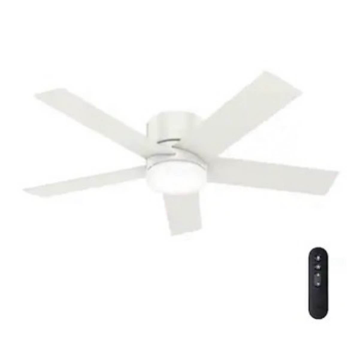 Hunter Vicinity 52-in Fresh White LED Indoor Flush Mount Ceiling Fan with Light Remote (5-Blade)