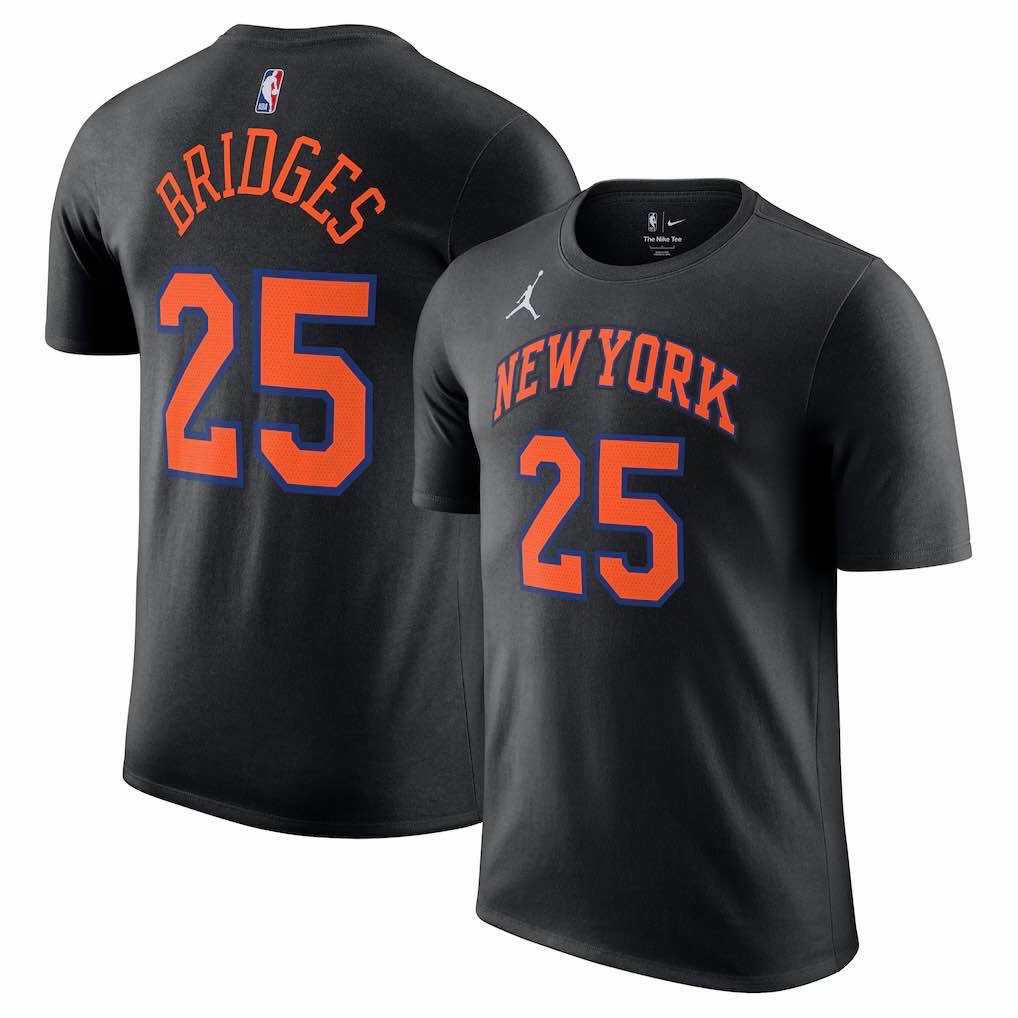Mikal Bridges New York Knicks Jordan Brand Unisex Name & Number T-Shirt - Statement Edition - Black