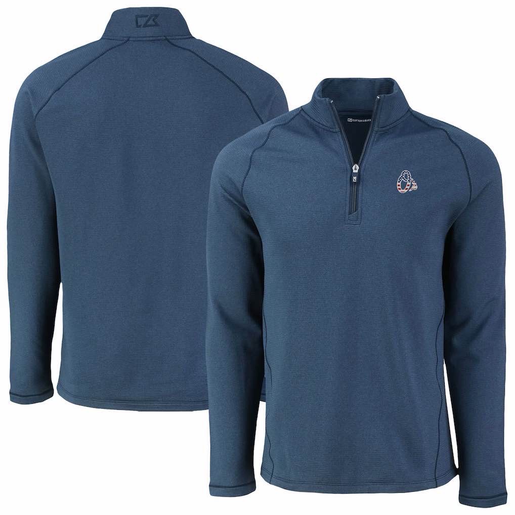 Baltimore Orioles Cutter & Buck Peshastin Eco Fleece Recycled Raglan Quarter-Zip Top - Heather Navy