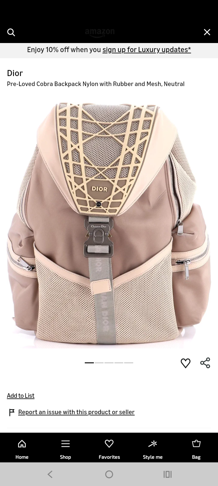 DIOR  Cobra Nylon With Rubber And Mesh Backpack