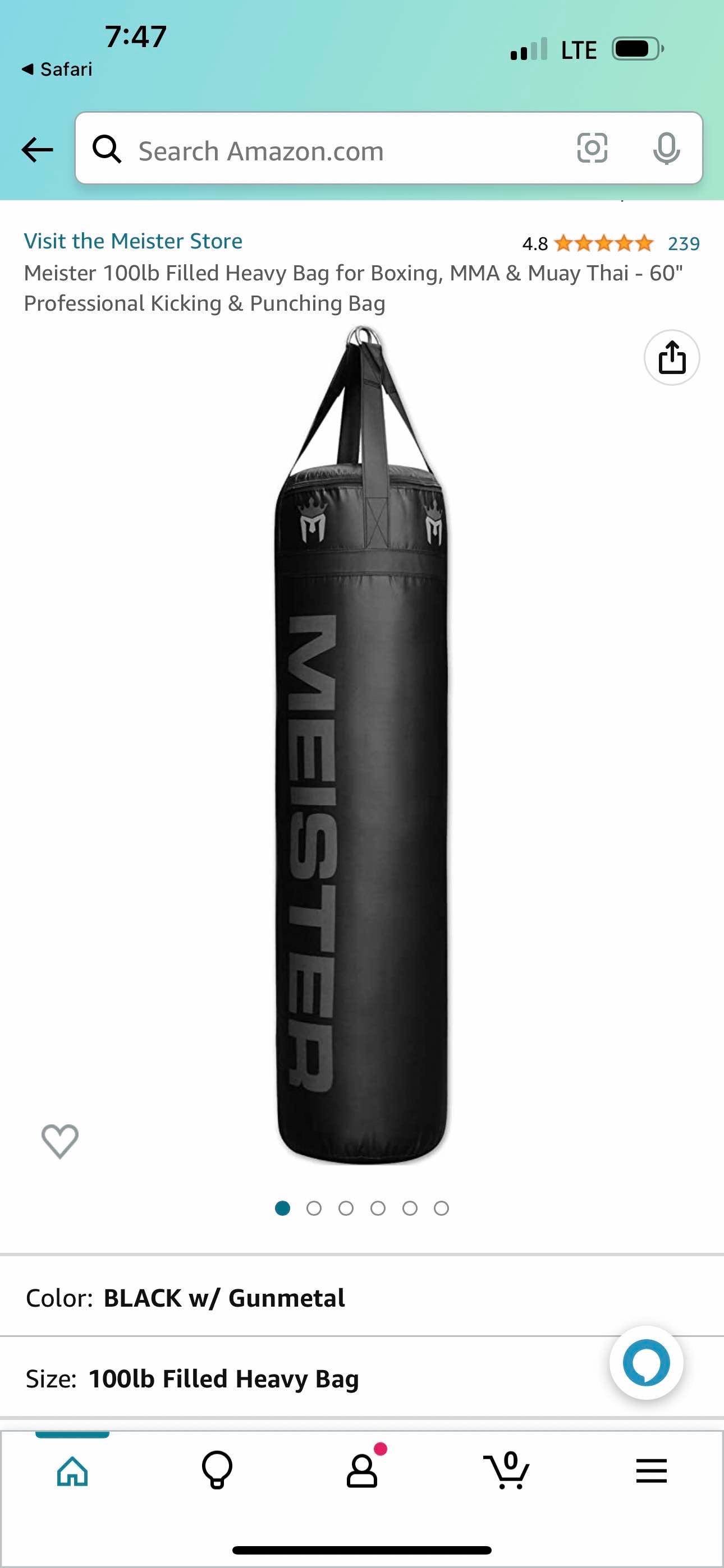 Meister 100lb Filled Heavy Bag for Boxing, MMA & Muay Thai - 60" Professional Kicking & Punching Bag