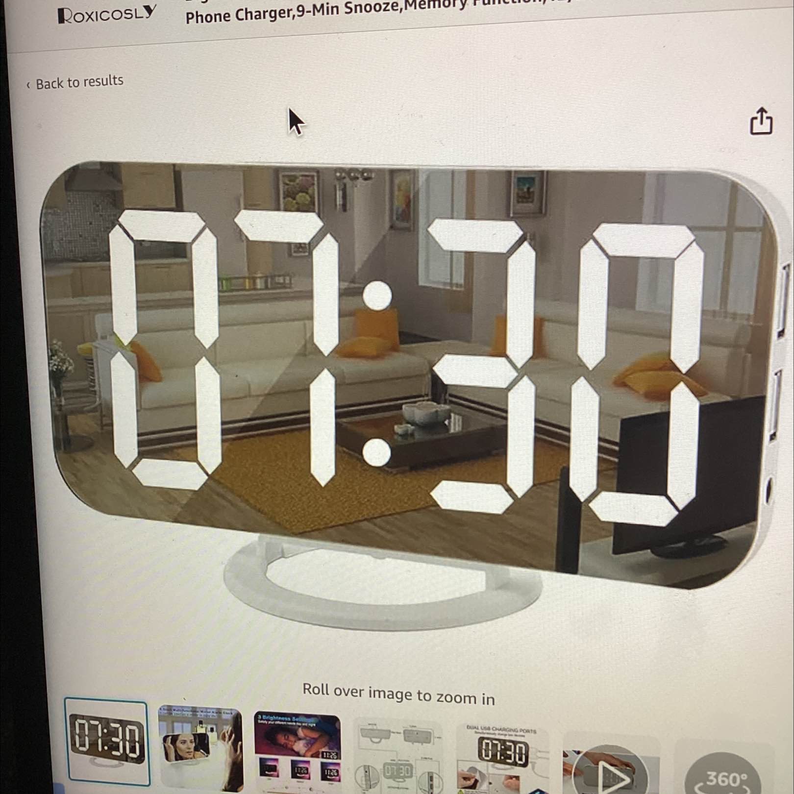 SZELAM digital clock, large display LED electric alarm clocks mirror surface for make up with dimming mode three levels, brightness, usual, USB ports, modern decoration for home bedroom decor-white