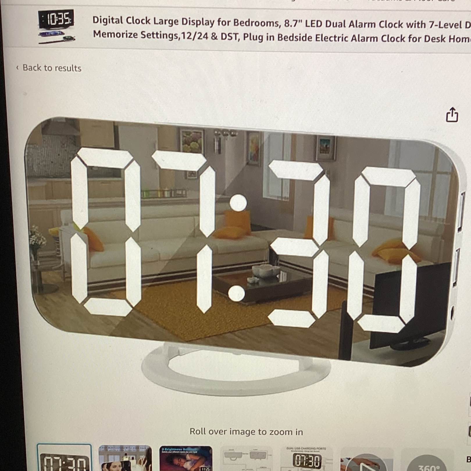 SZELAM Digital clock, large display LED electric alarm clocks mirror surface for make up with dimming mode three levels, brightness, usual, USB, ports, modern decoration for home, bedroom, decor-white