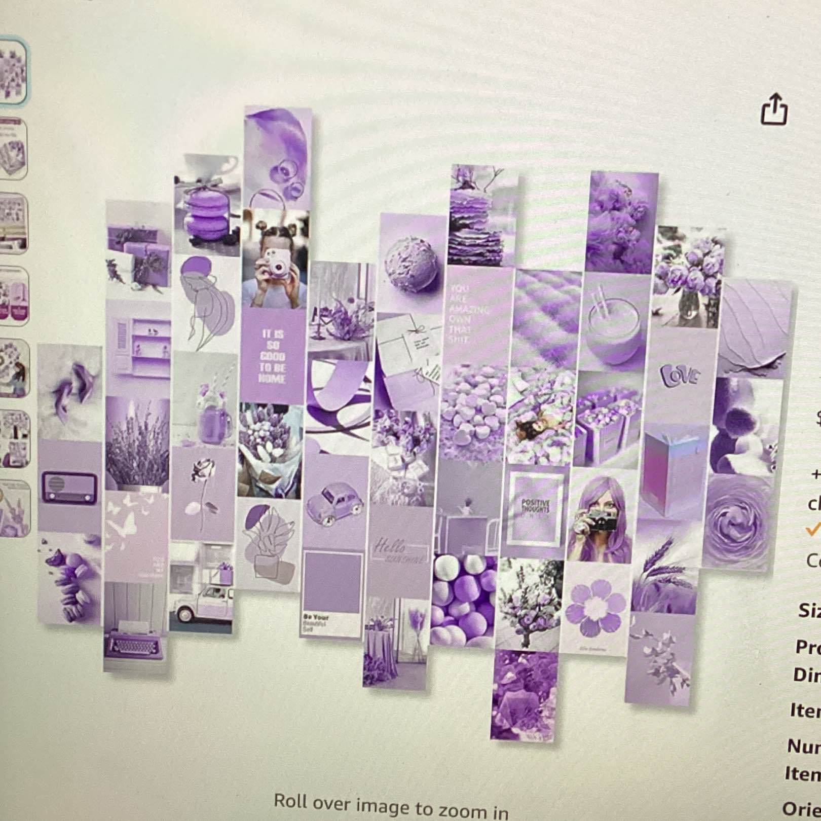 HOGGU Collage kit wall collage kit aesthetic pictures, 50 PCS photo prints, 4×6 inches for wall aesthetic girls bedroom wall collage kit purple