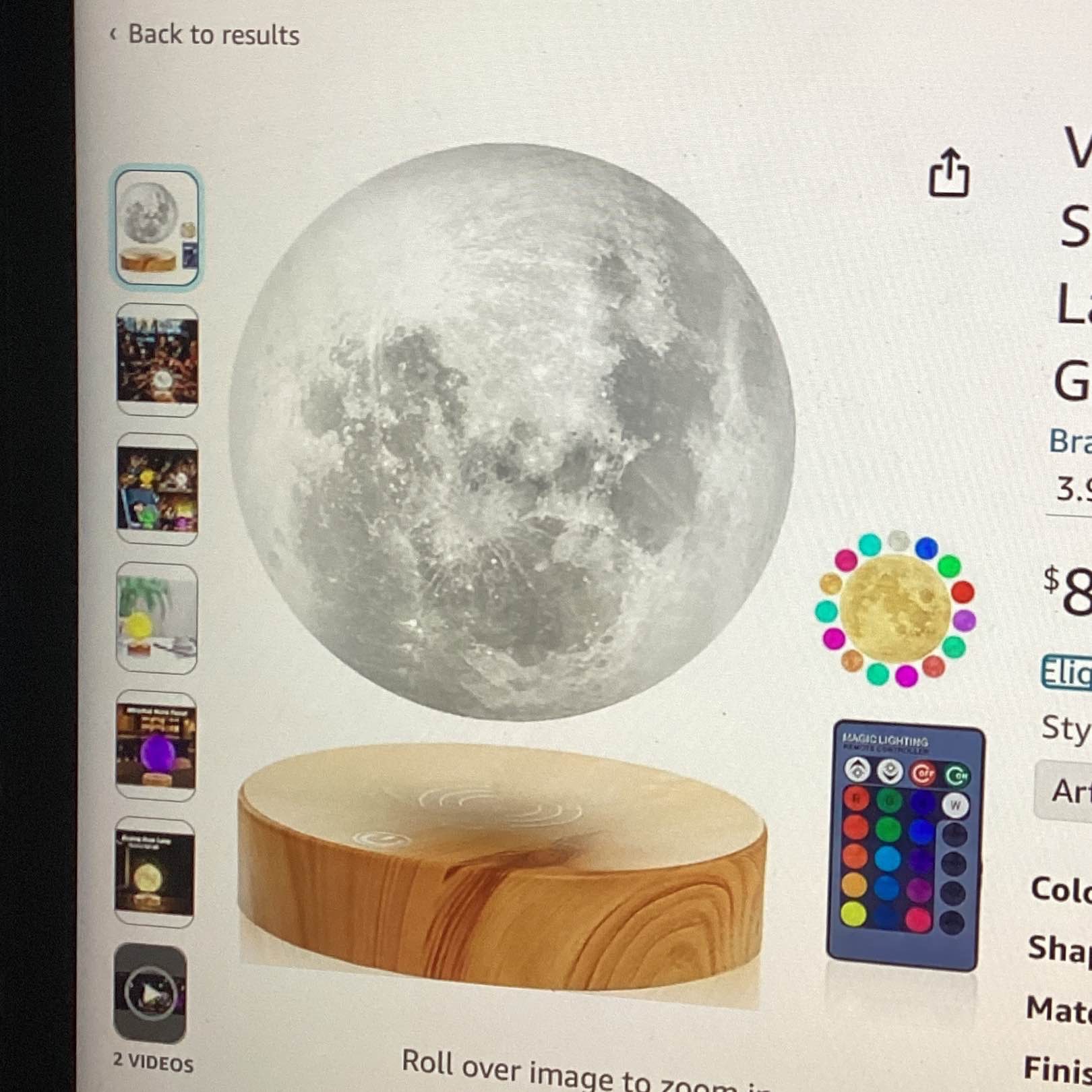 VGAzer levitating, moon lamp, floating and spinning in air, free leaf with 3-D printing LED moon lamp has 16 colours 20 models for unique Xmas gifts room decor, nightlight office desk, toys