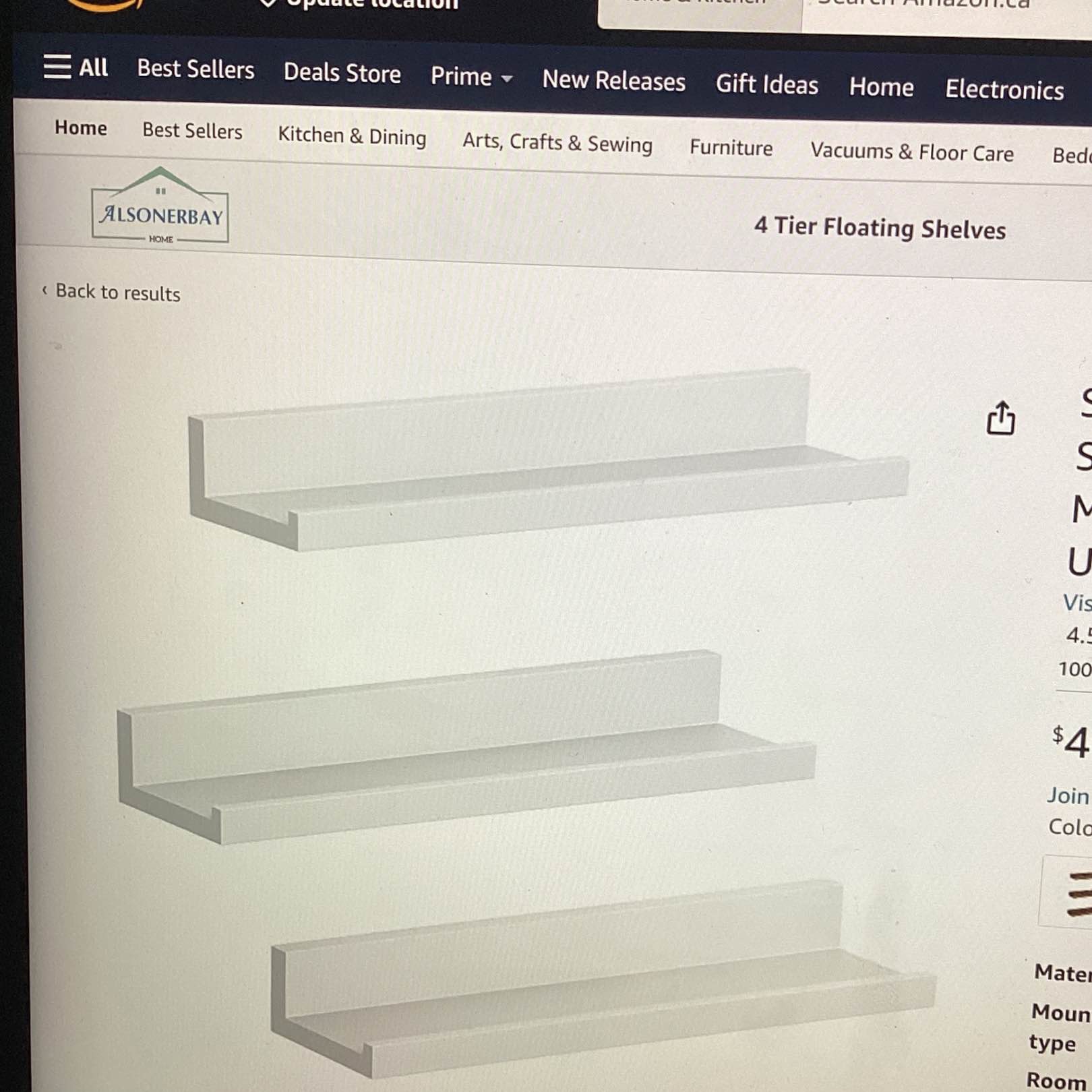 SONGMICS 15 inch floating shelves set of three wall-mounted wall shelf, white ULWS38WT