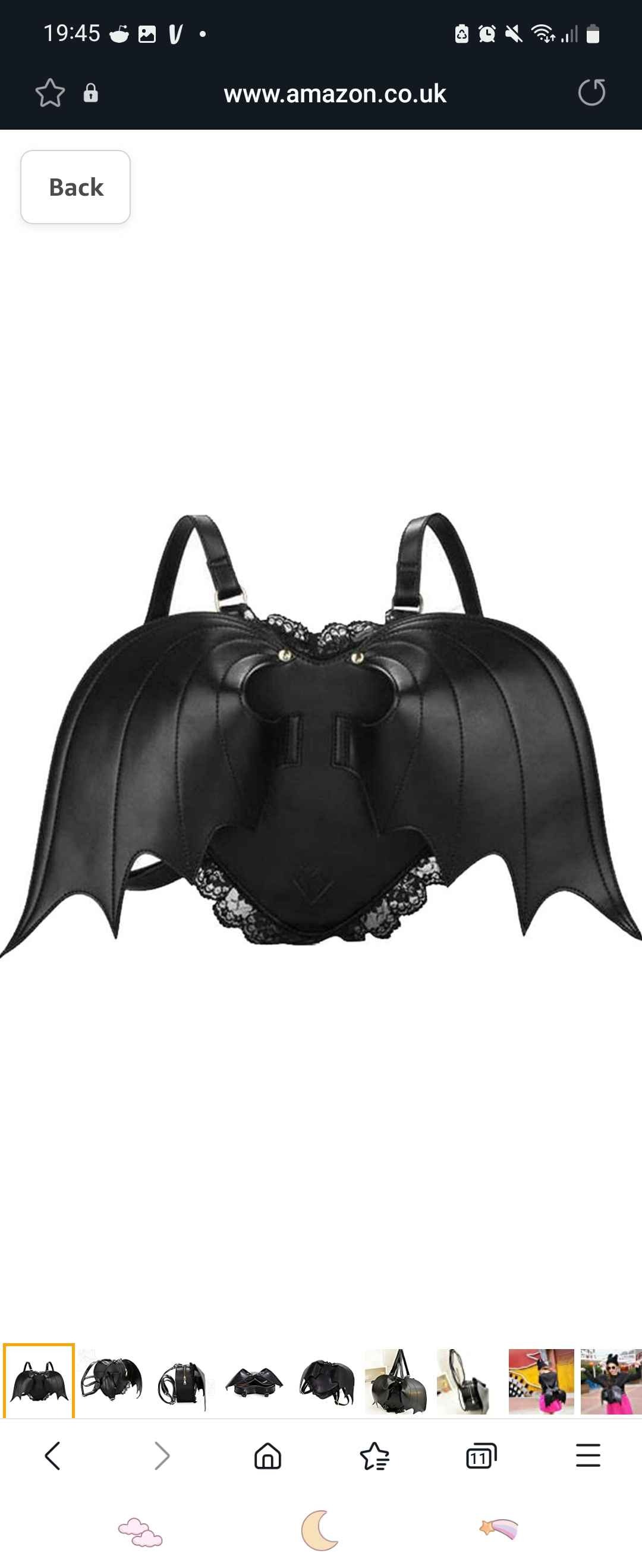 HARR Punk Black Bat Heart Wings Bag Backpack Gothic Daypack Purse Lace Lolita PU leather Shoulder School Bags for Women Ladies Girls