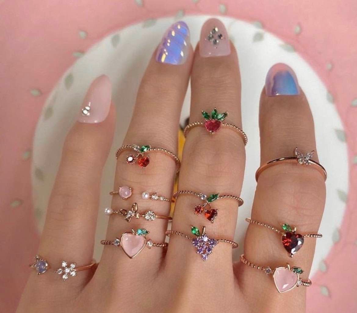 11 Pcs/Set Sweet Crystal Rings