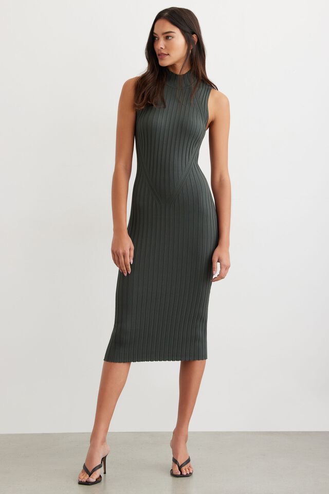 Mock Neck Midi Dress