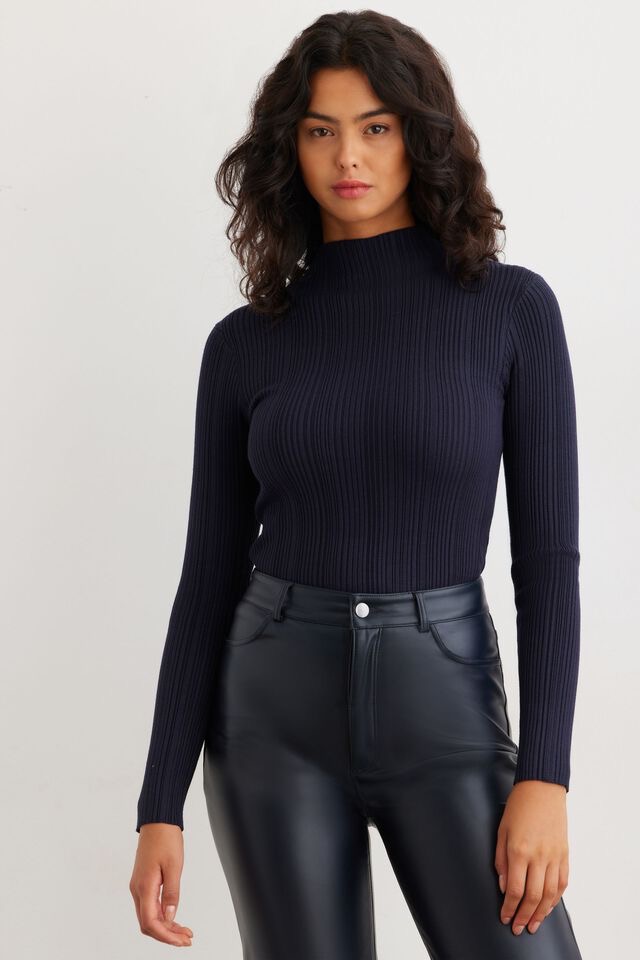 Stitched Mock Neck Sweater