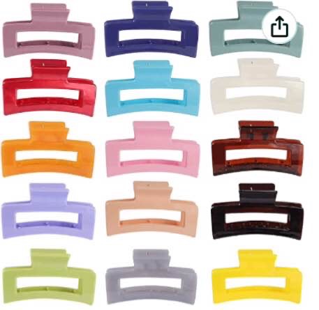 15 pack rectangle claw clips