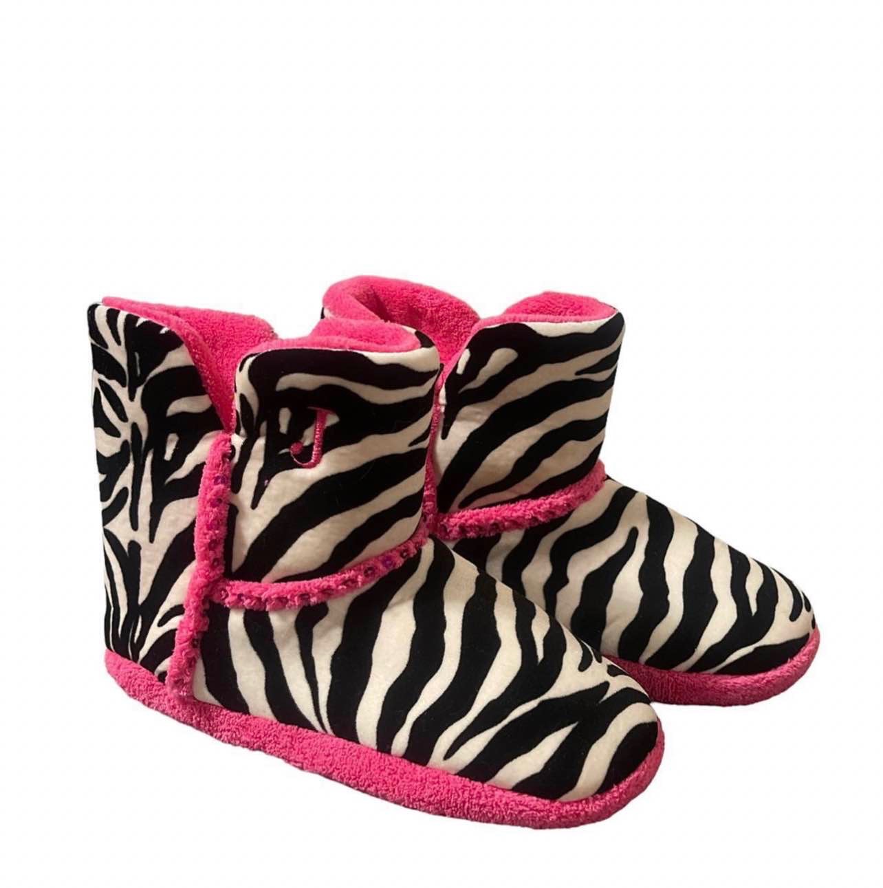 zebra print slipper boots