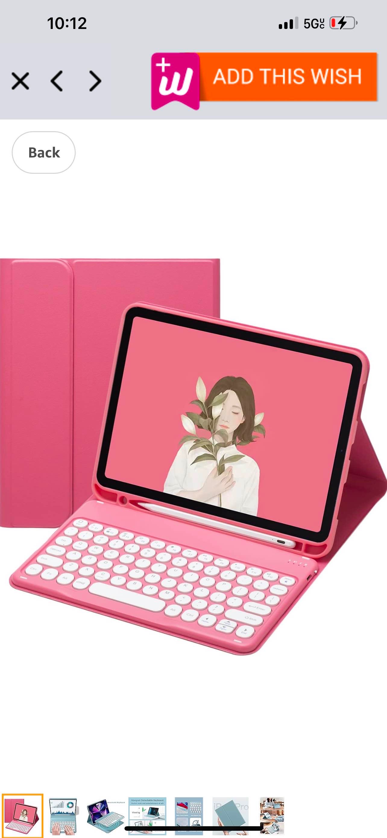 QIYIBOCASE Cute Round Keys Keyboard Case for iPad 10.2" 9th Gen/8th Gen/7th Gen,for iPad Pro10.5 /Air 3rd Gen, Detachable Magnets BT Keyboard Case with Pencil Holder, Pink
