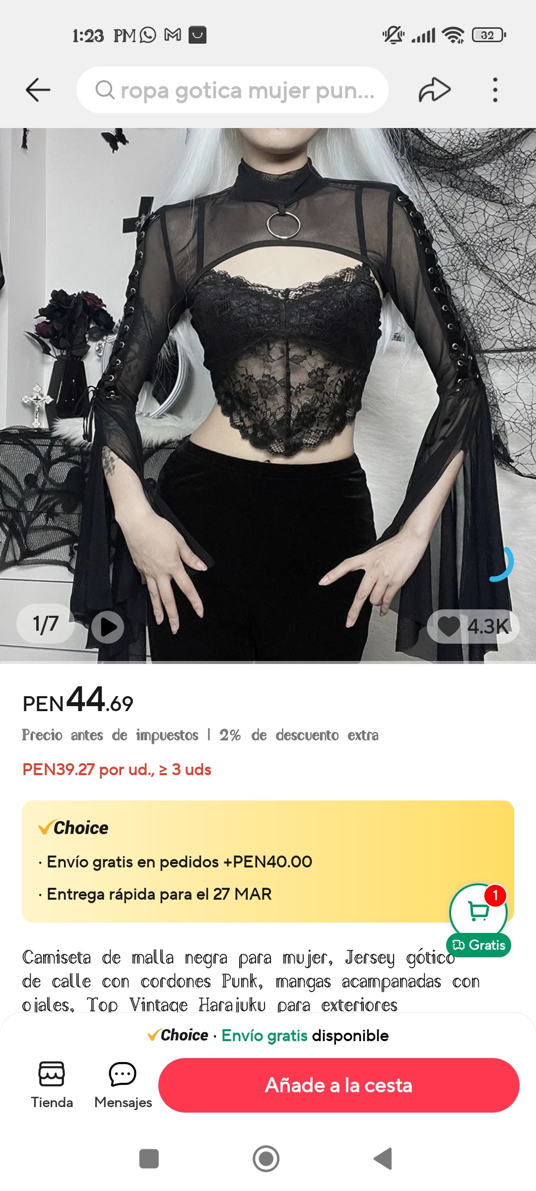 Womens Gothic Punk Flare Sleeve Crop Top Rave Party Cosplay Outfit See-through Mesh Shrug Mock Neck O Ring Lace-up Tops Clubwear