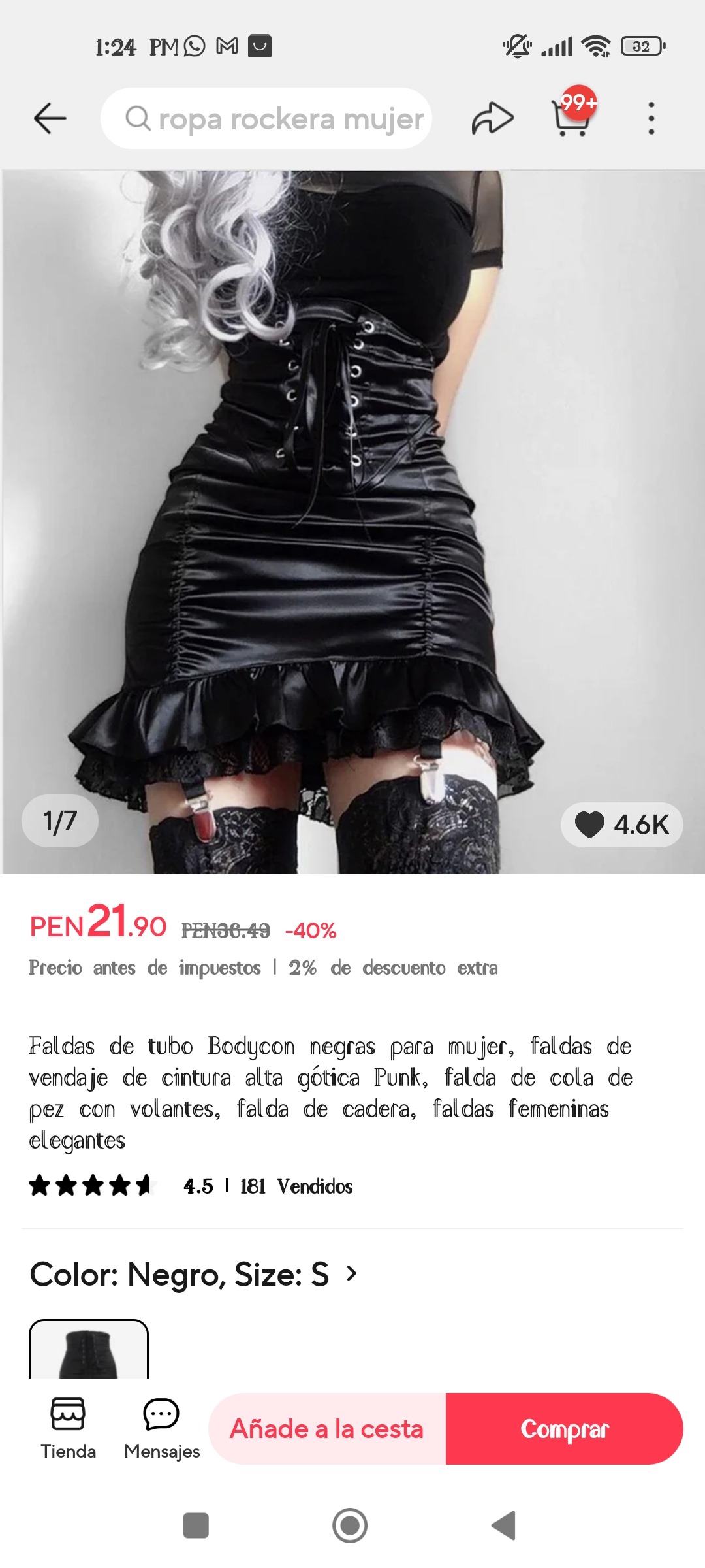 Gothic Black Lace Up High Waist Skirt
