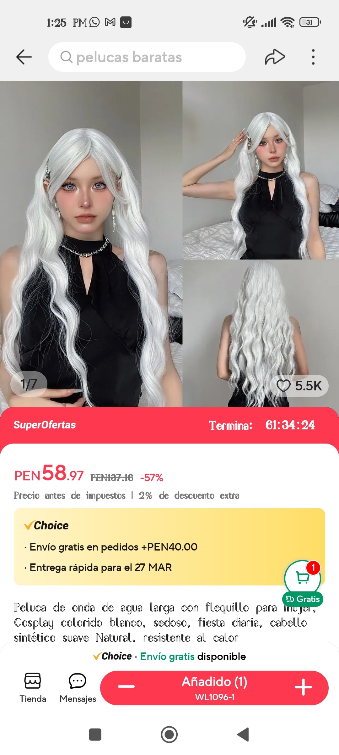 Long Wavy White Wigs With Bangs Cosplay Party Lolita Synthetic Wigs For Women Heat Resistant Fiber Korean Style Lace Wig