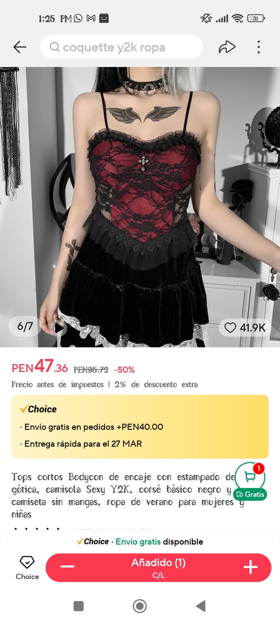 ALTERNATIVE CROSS RED LACE CAMISOLE
