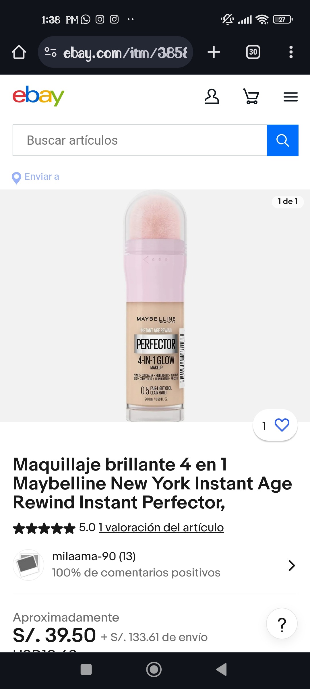 Maquillaje brillante 4 en 1 Maybelline New York Instant Age Rewind Instant Perfector,