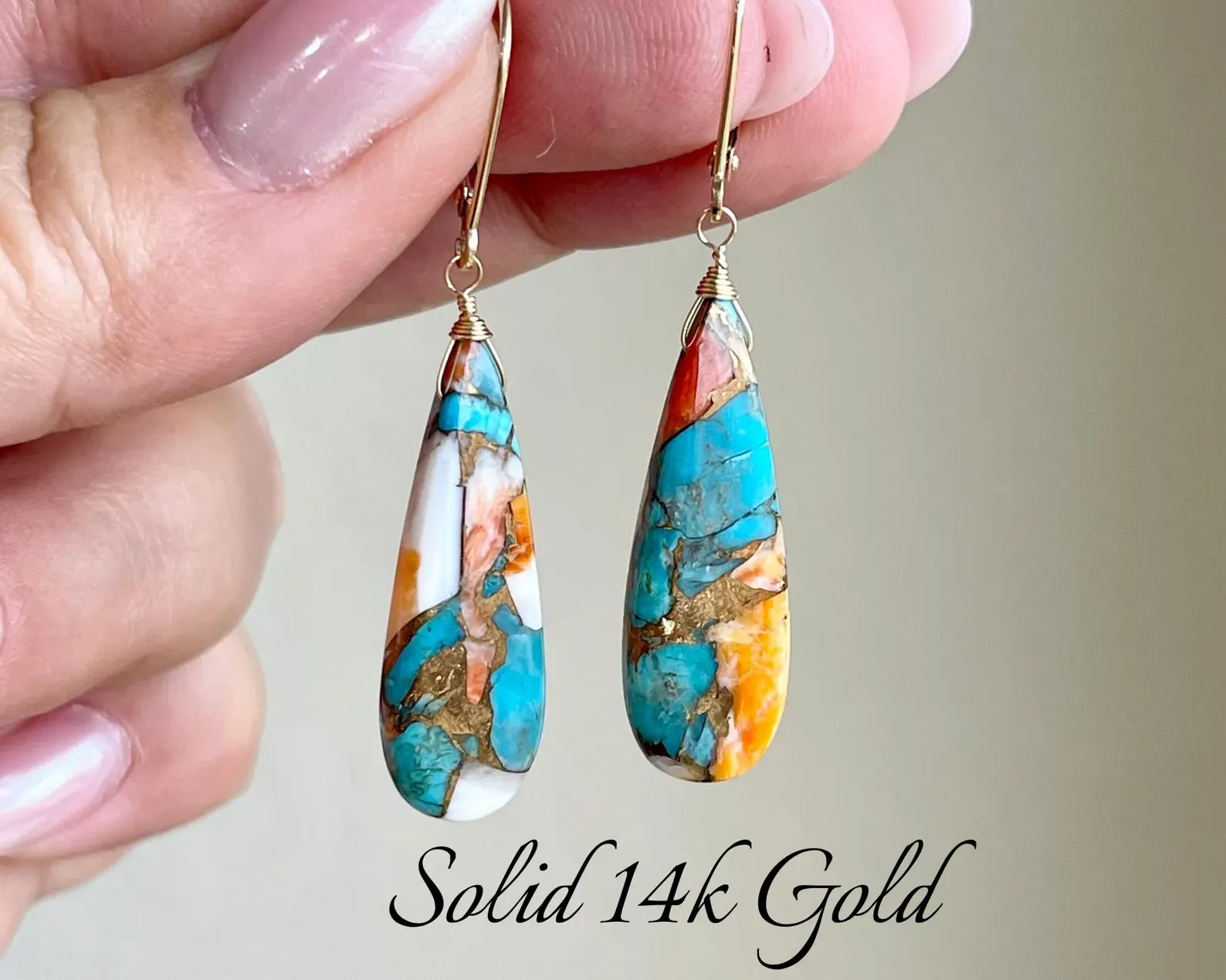 Oyster Turquoise Teardrop Earrings