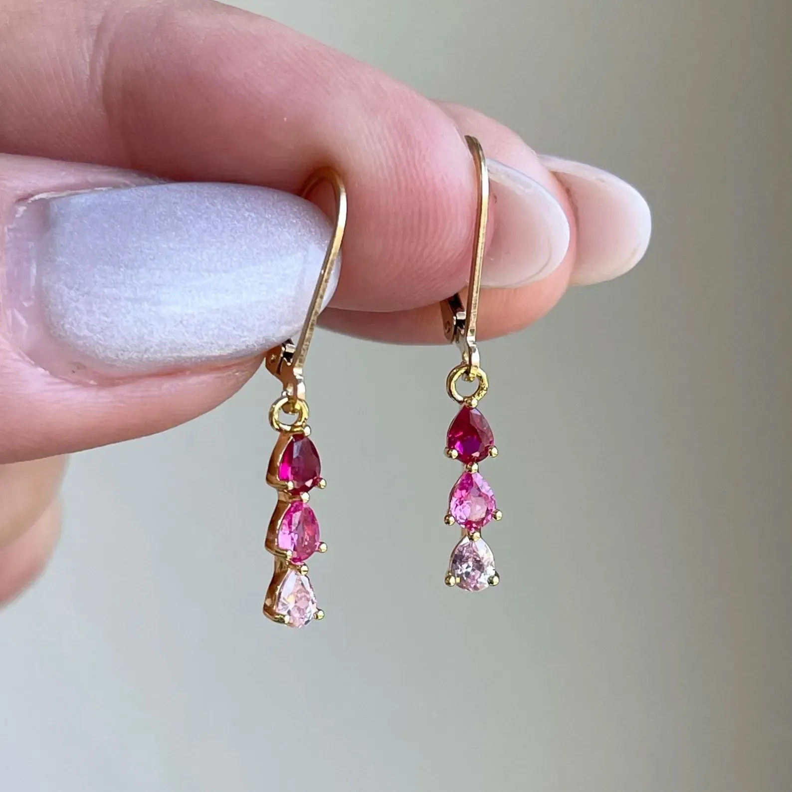 Pink Zircon and White Topaz Earrings