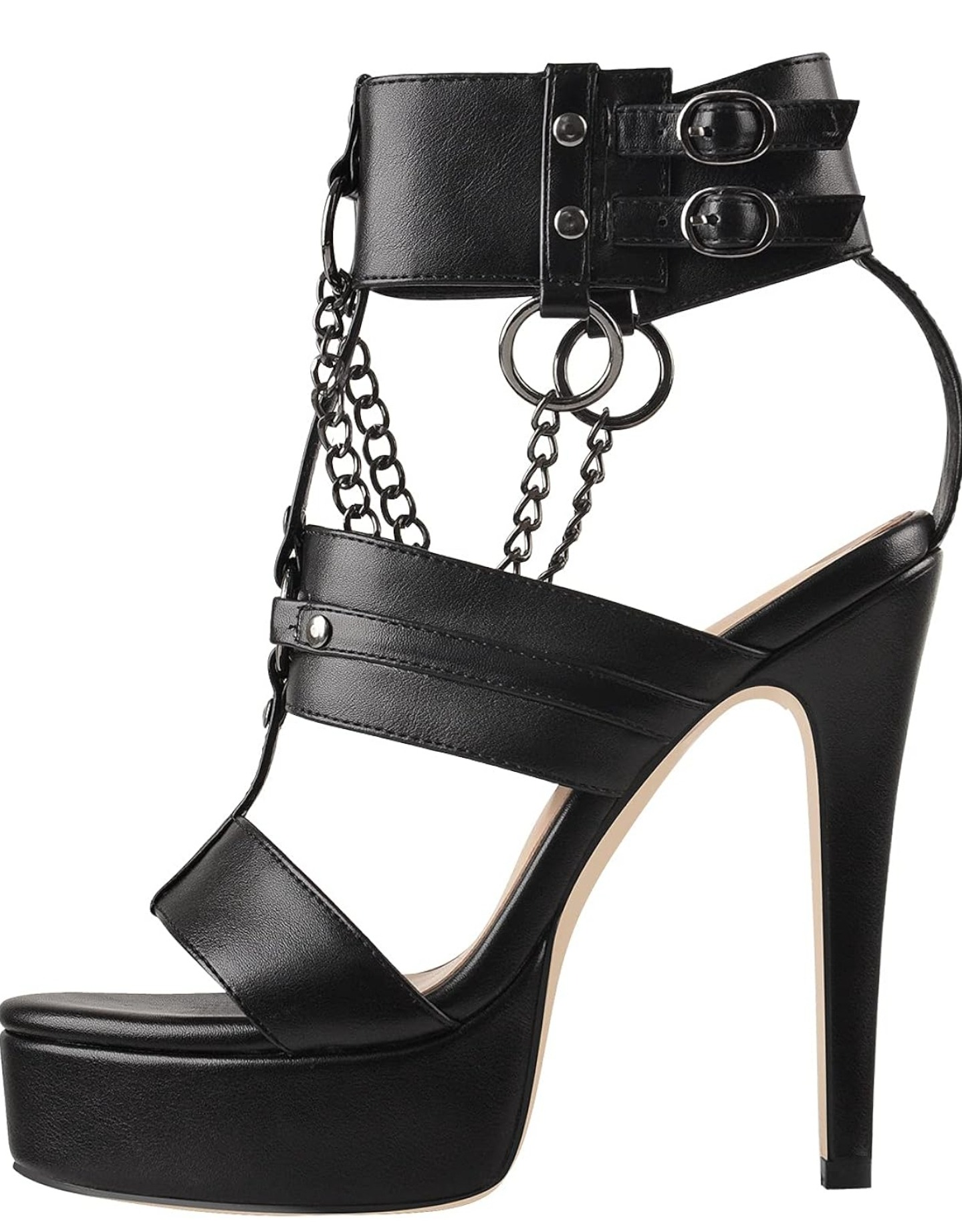 Only maker Women's Ankle Strappy Sandals Low Platform Stiletto Pumps