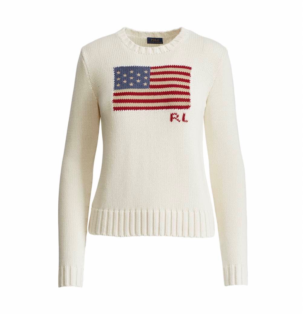 Flag Cotton Crewneck Sweater