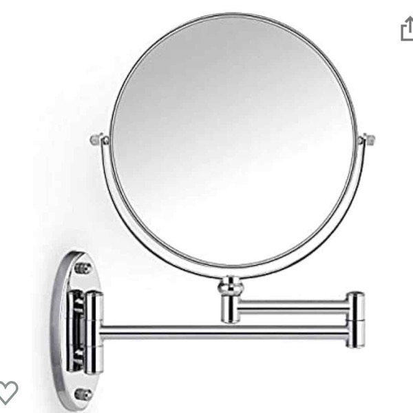 Miusco Wall Mounted Makeup Mirror, Premium 10X Magnifying 8'' Two-Sided Bathroom Vanity Mirror, Extendable Arm, Round, Chrome: Furniture & Decor