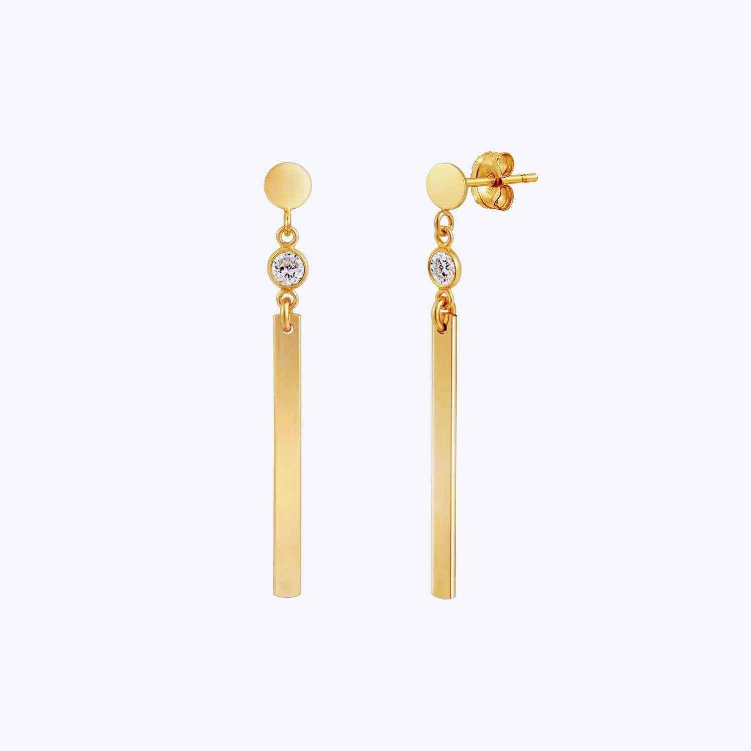 Sparkle Bezel Bar Dangle Earrings