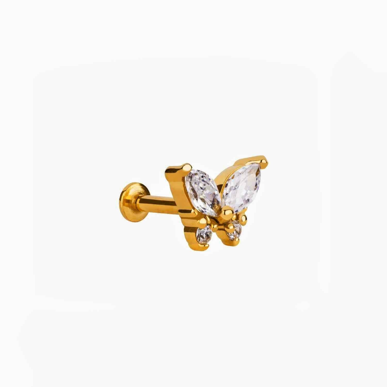 Sparkly Butterfly Internal Threaded Jewel Micro Labret