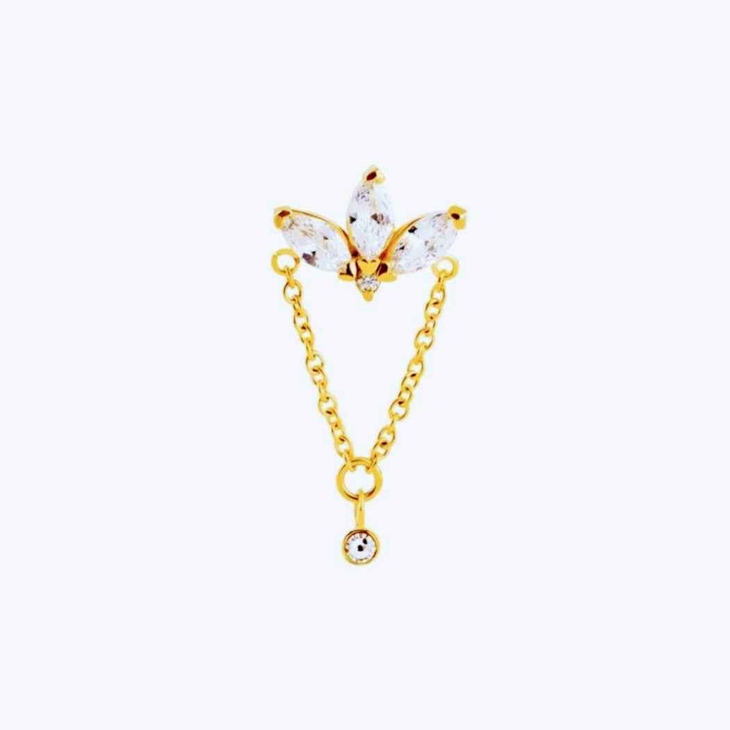 Marquise Trio CZ Drop Jewelled Tragus Micro Labret