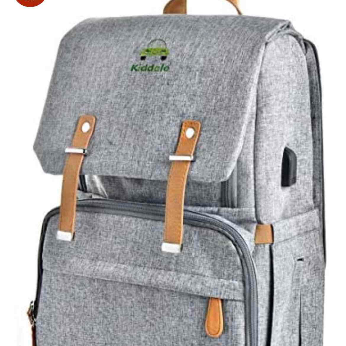 Kiddale Baby Diaper Bag(backpack) for Mothers- Multifunctional, External Mobile Charging port & cable with Diaper Changing Station, Laptop Compartment, Insulated Pockets, Stroller Hooks-Grey