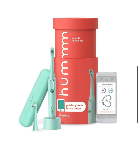 Amazon.com: hum by Colgate Smart Electric Toothbrush Kit, Rechargeable Sonic Toothbrush with Travel Case and Replacement Head, Teal: Beauty