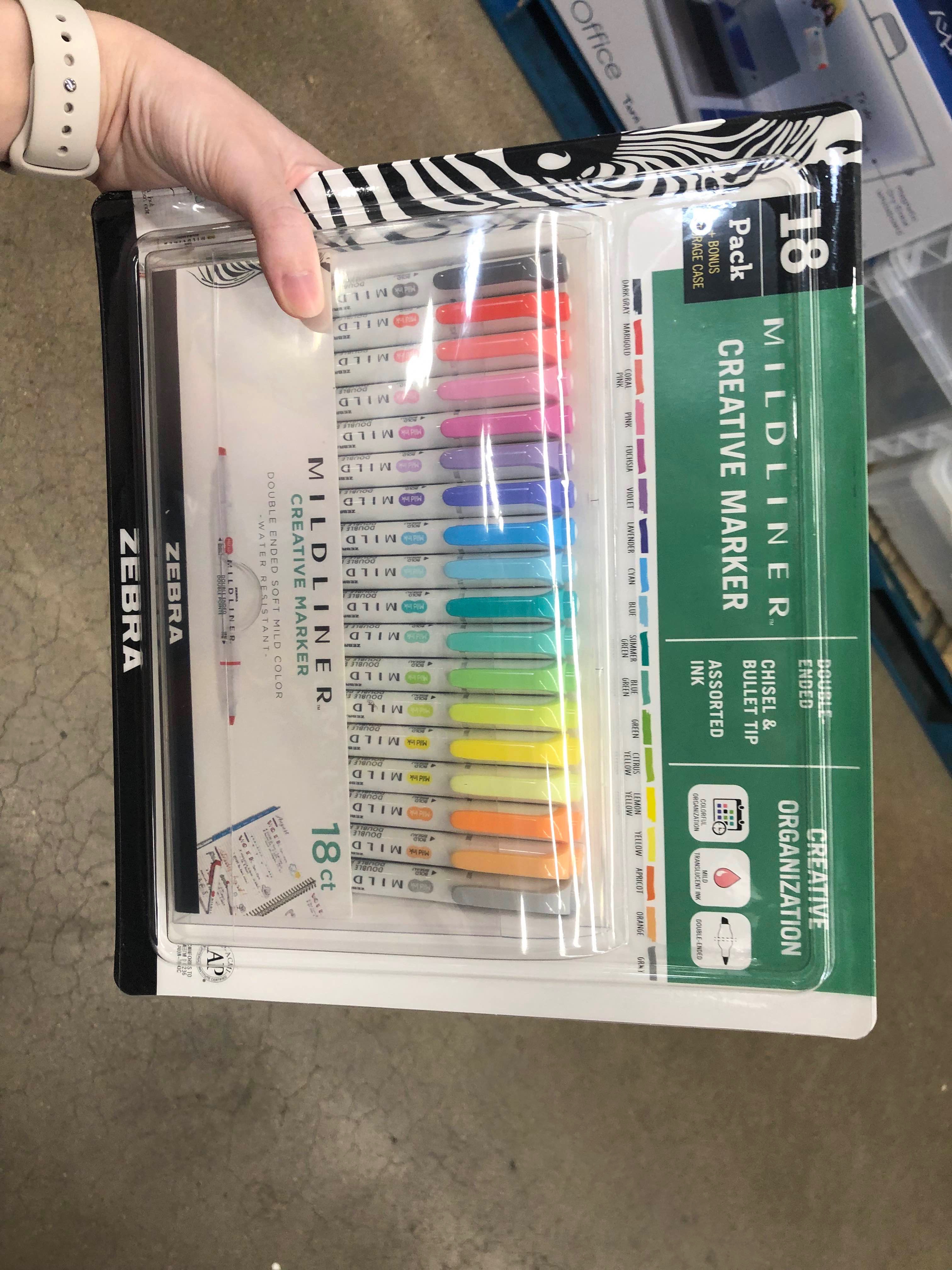 Zebra, Mildliner, Dual tip 18pk + Storage Case