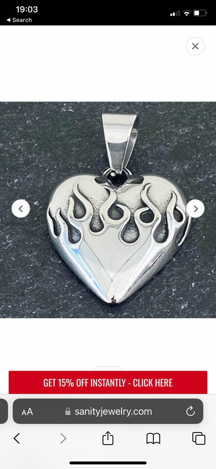 flaming heart necklace