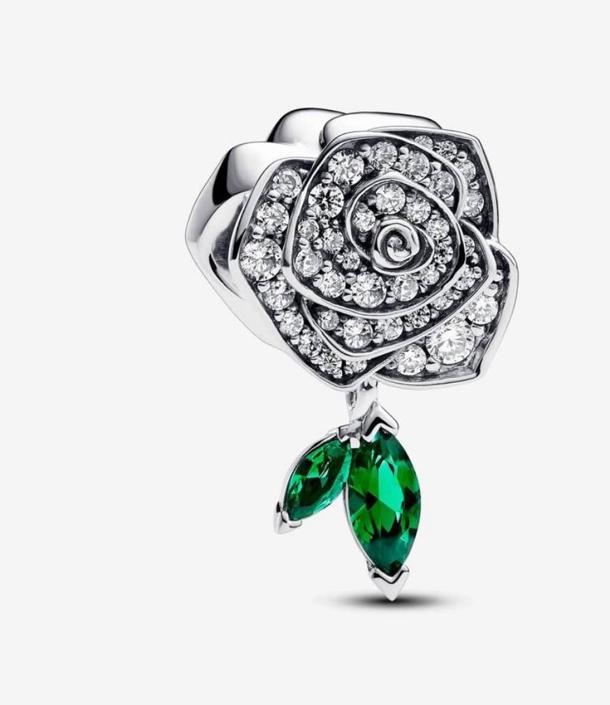 Sparkling Rose in Bloom Charm