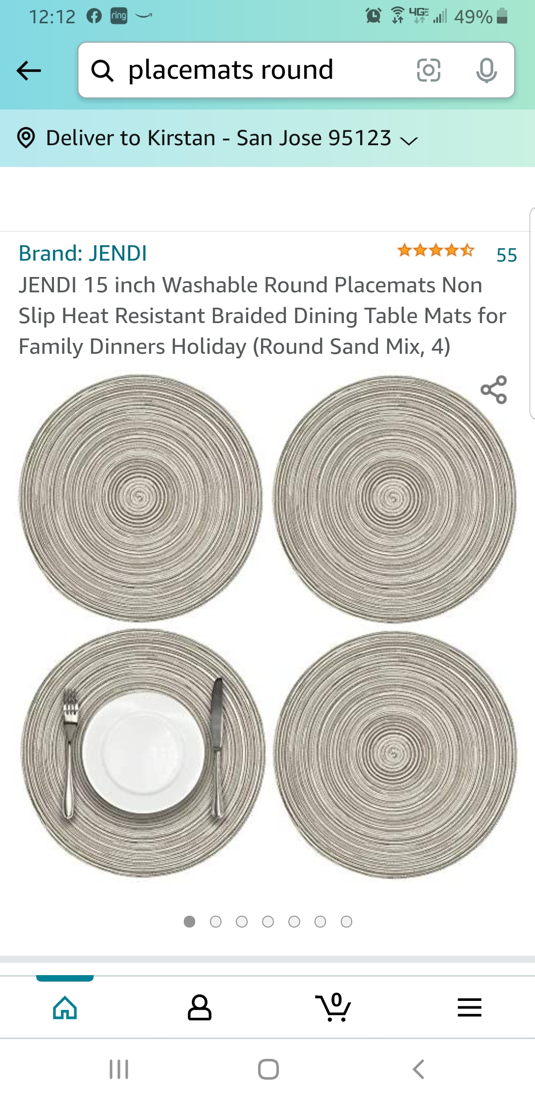placemats- Amazon round Jendi 15" - Round Sand