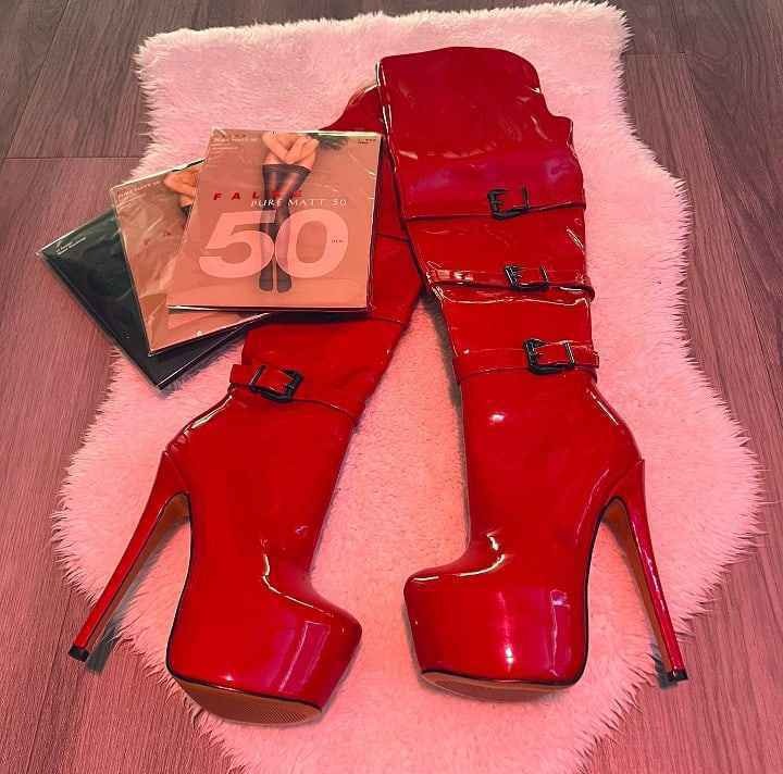 Platform Triple Straps Stilettos Knee High Boots