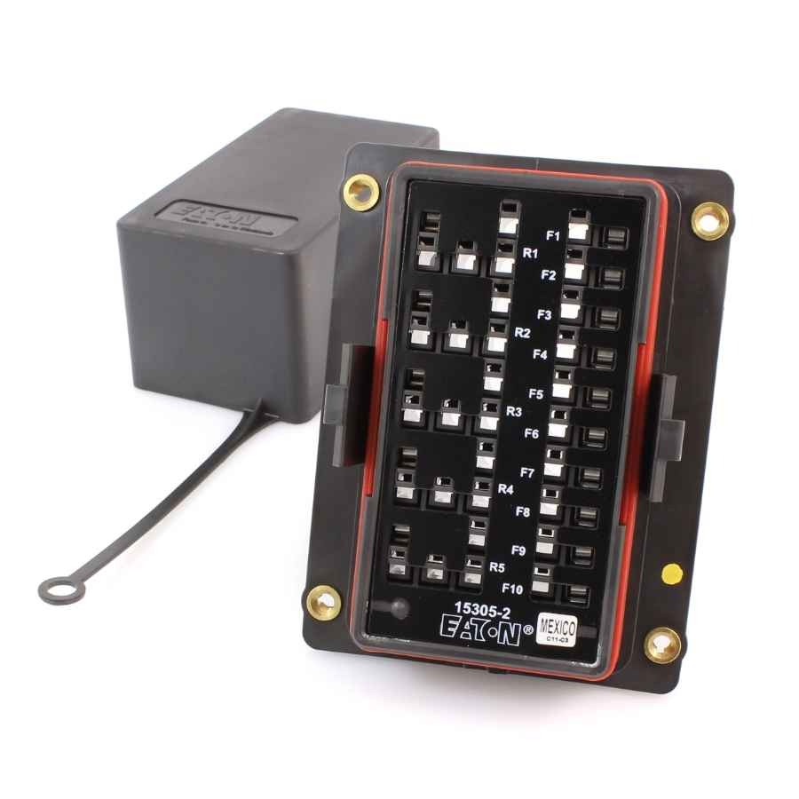 Eaton's Bussmann 15305-2-2-4 Mini Fuse Panel, Holds 5 Micro Relays & 10 Mini Fuses, with Cover