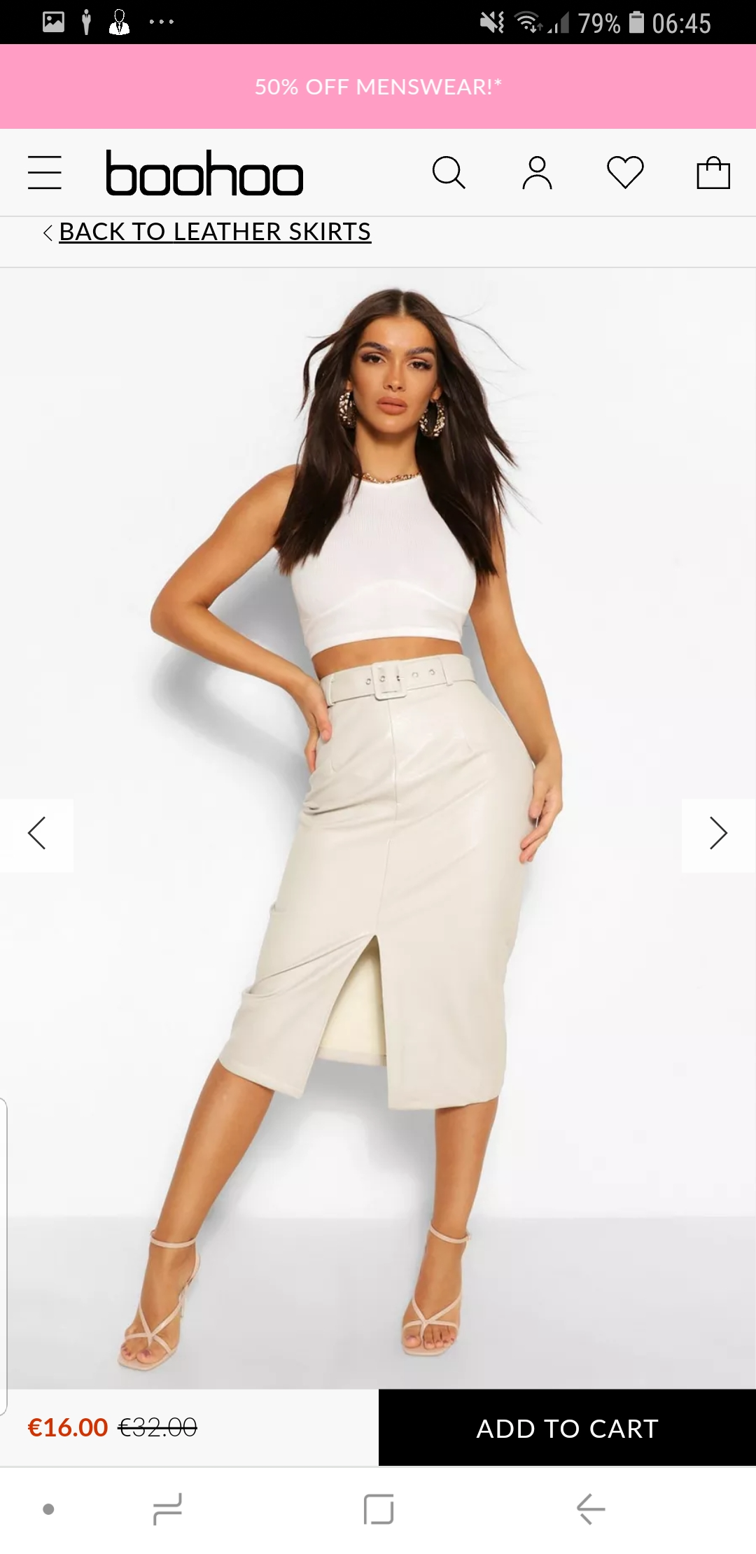 Belted Leather Skirt