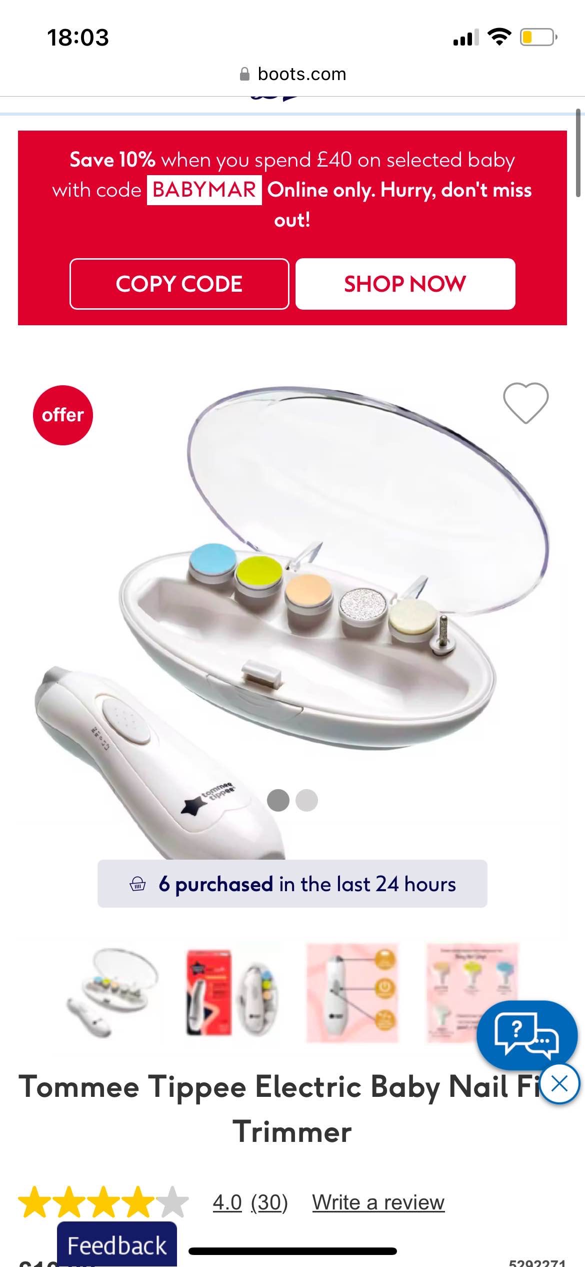 Tommee Tippee Electric Baby Nail File Trimmer