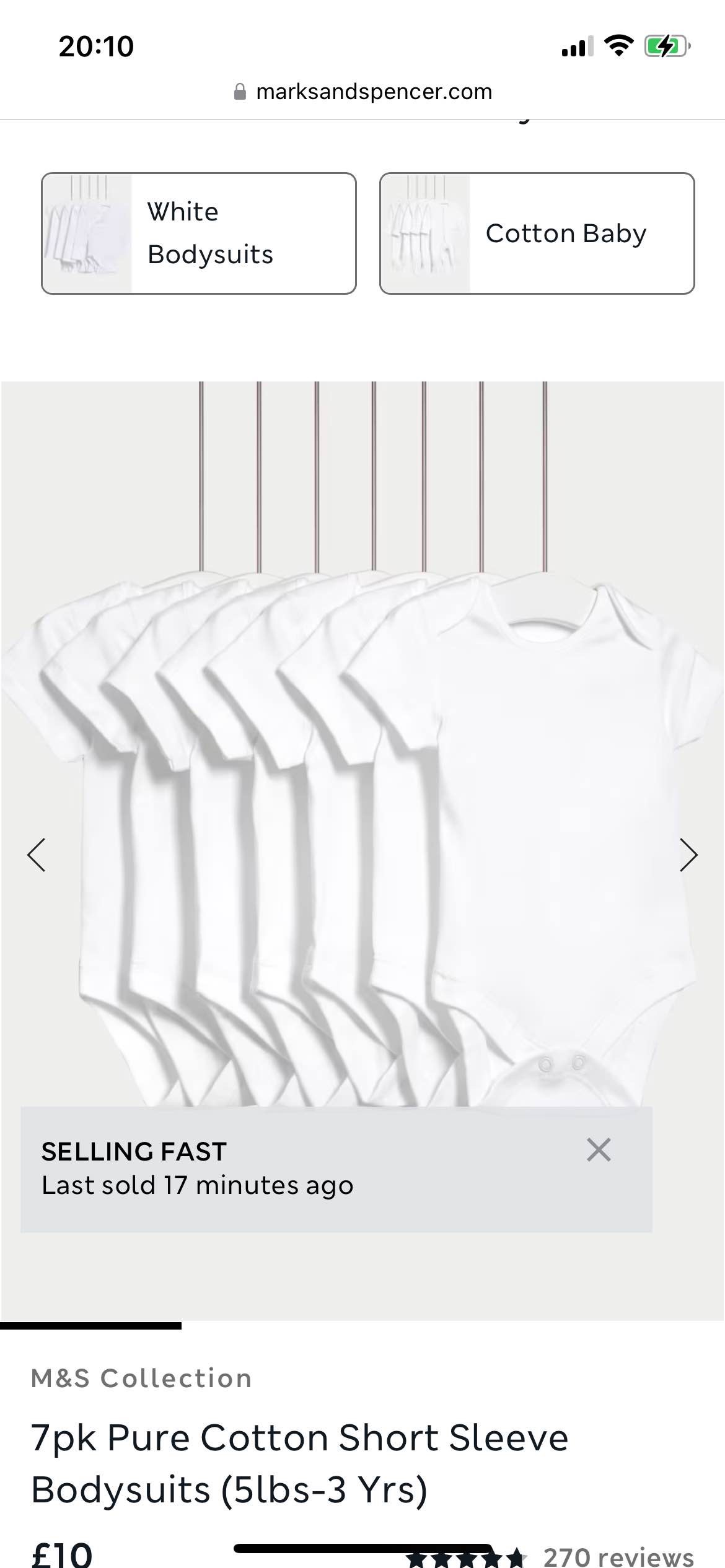 7pk Pure Cotton Short Sleeve Bodysuits (5lbs-3 Yrs)