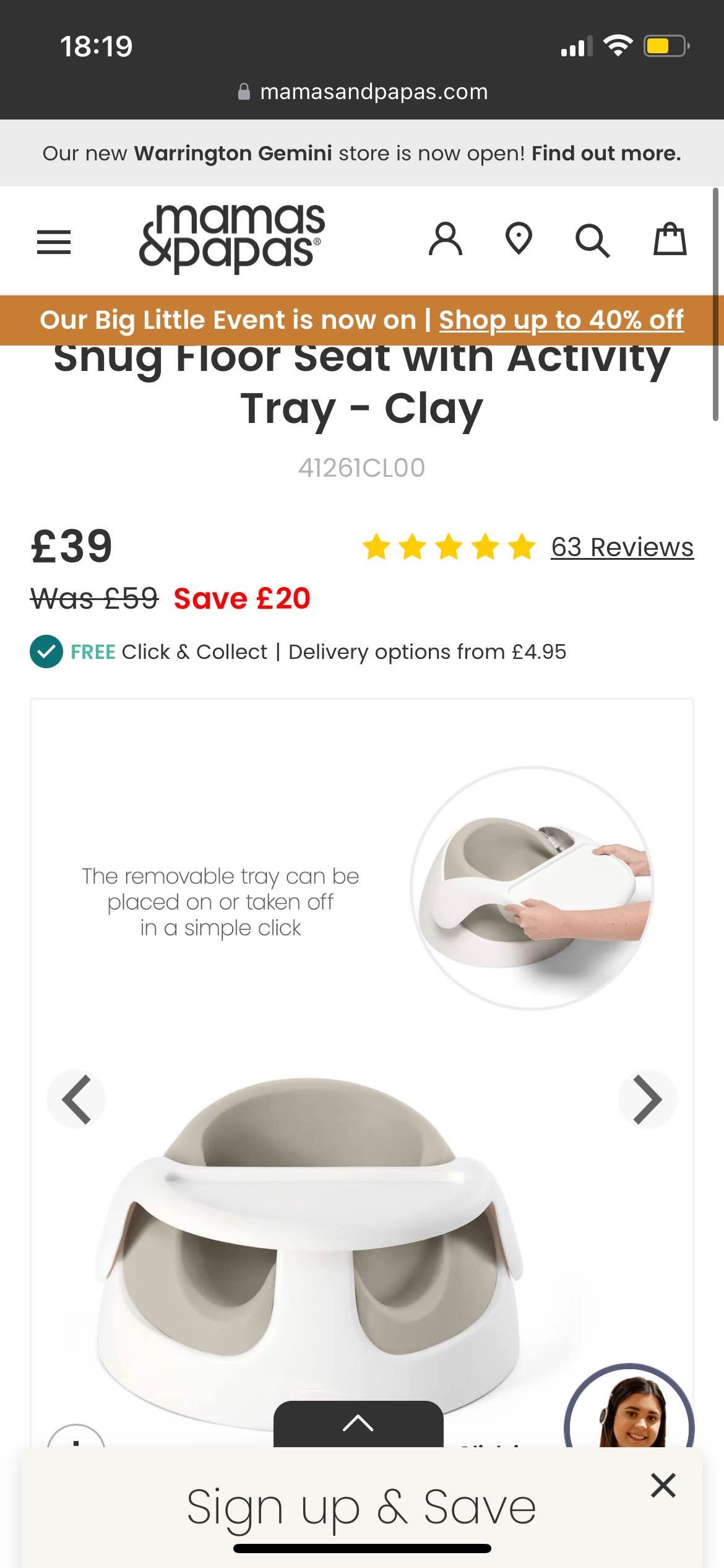 Snug Floor Seat with Activity Tray - Clay