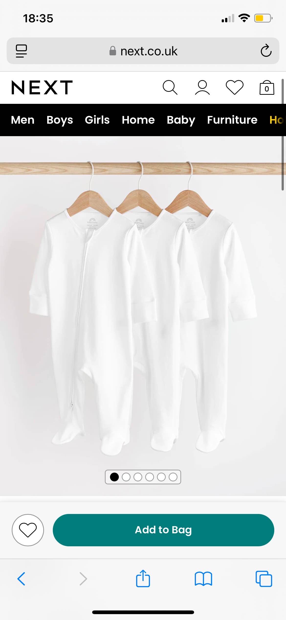White Essential Zipped 100% Cotton Baby Sleepsuits 3 Pack (0-3yrs)