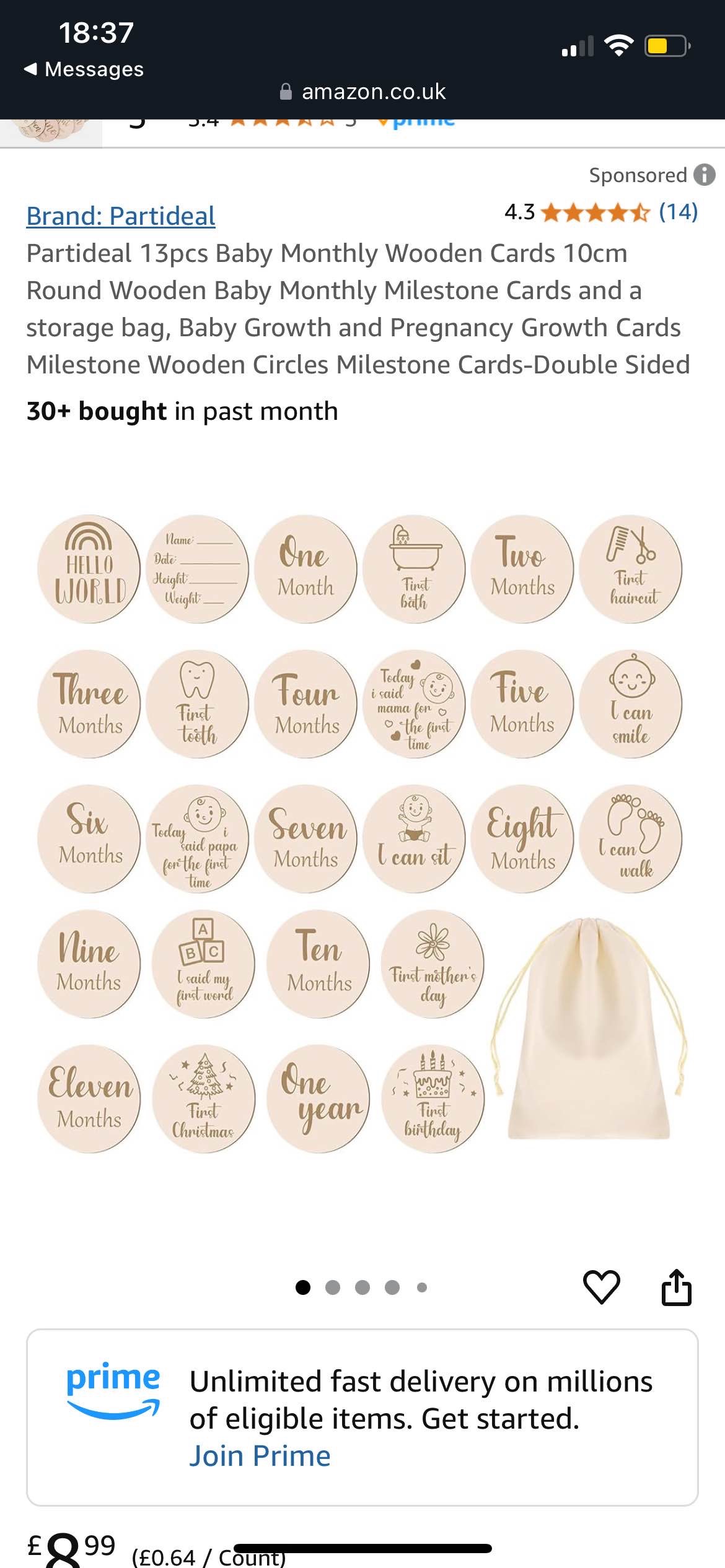 13pcs Baby Monthly Wooden Cards 10cm Round Wooden Baby Monthly Milestone Cards and a storage bag, Baby Growth and Pregnancy Growth Cards Milestone Wooden Circles Milestone Cards-Double Sided
