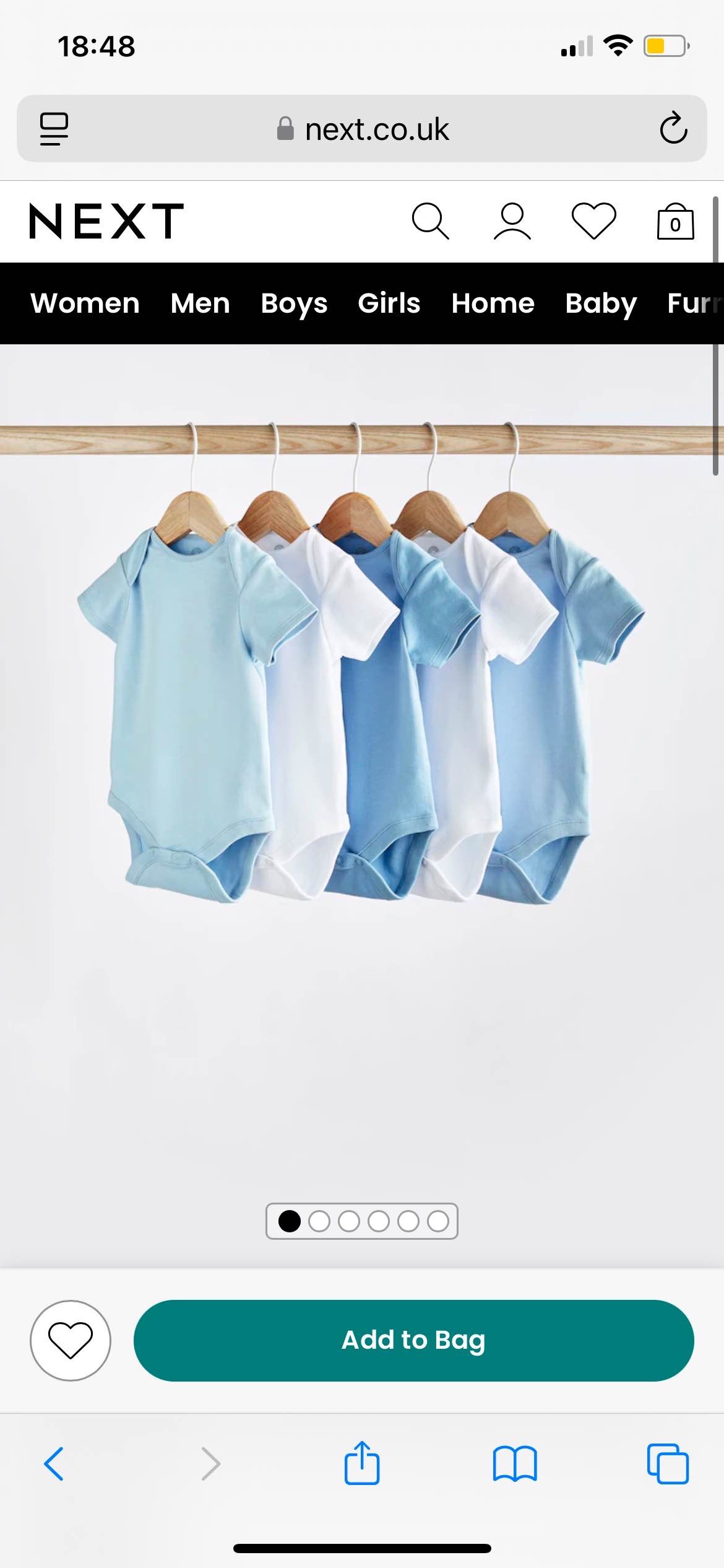 Blue/White 5 Pack Plain Baby Bodysuits