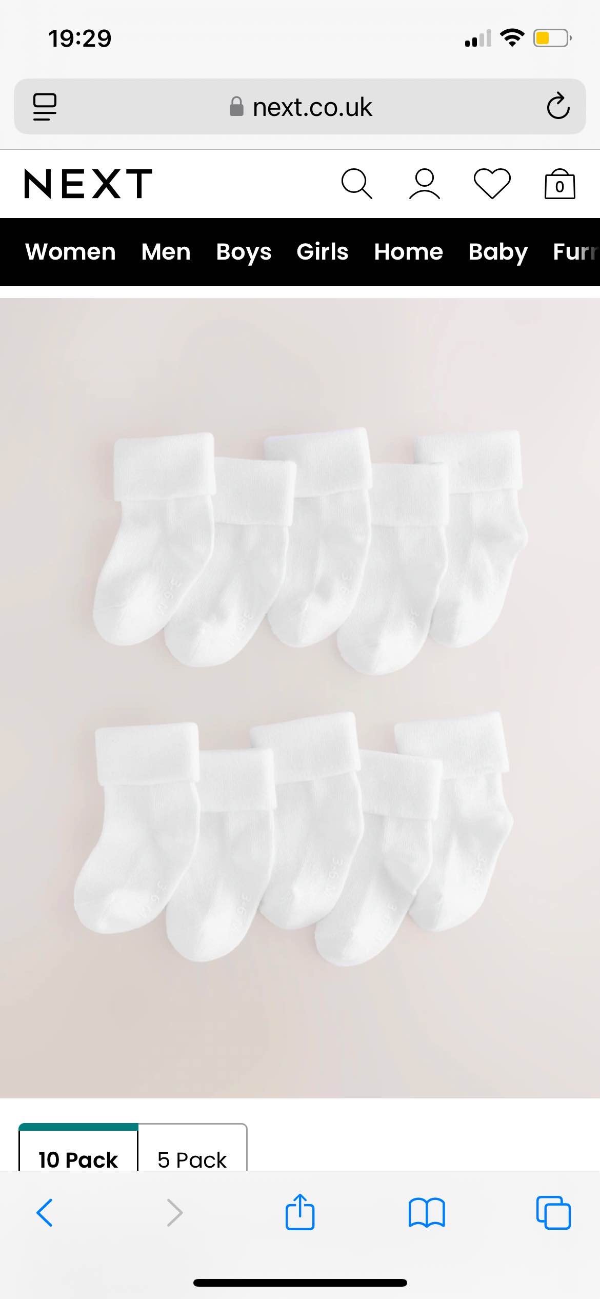 White Baby Roll Top Socks10 Pack (0mths-2yrs)