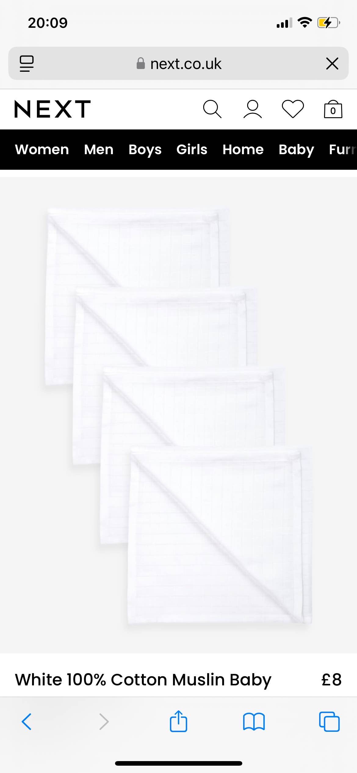 White 100% Cotton Muslin Baby Cloths 4 Pack