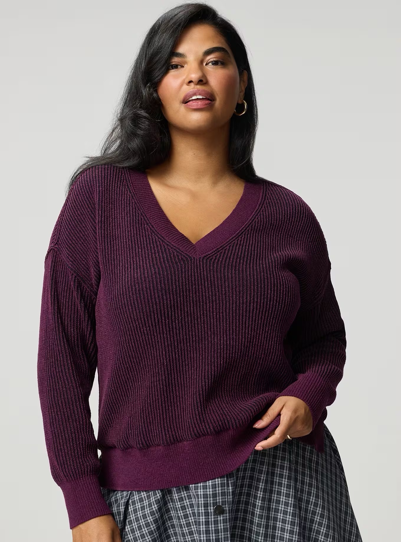 Chenille V-Neck Tunic Pullover Sweater